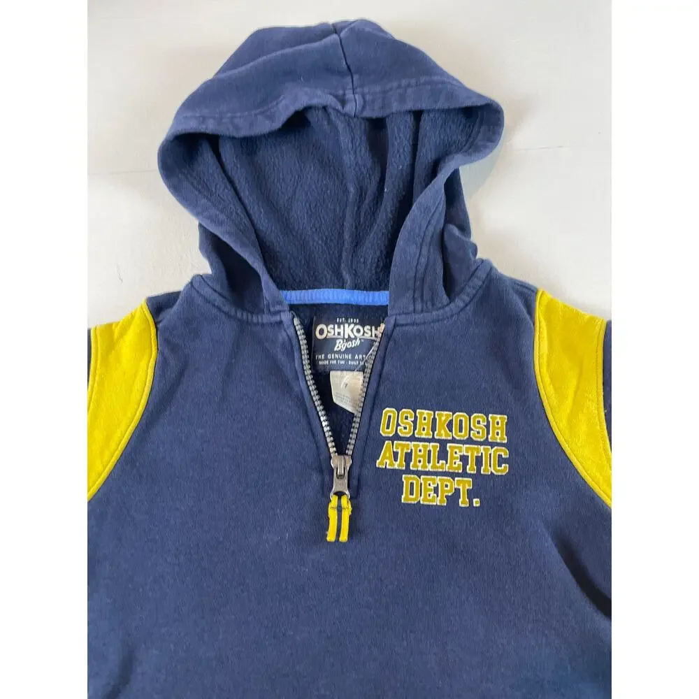 OshKosh Boys Navy Hoodie Yellow Accents Size 7